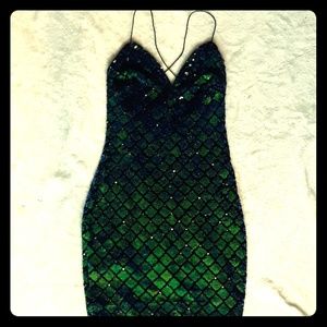 Green sequin mini-dress